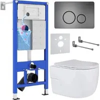 Унитаз подвесной Roxen Porto One Rimless 6 в 1 StounFix Dual Fresh 627320 (оружейная сталь/металл)