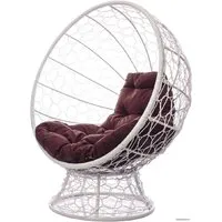 Кресло M-Group Кокос на подставке 11590105 (белый ротанг/коричневая подушка)