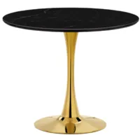 Обеденный стол Notta Тулип 73x90 (черный мрамор/золотой)