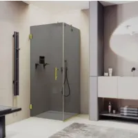 Душевой уголок MaybahGlass 90x90x195 / MGY-1308-3 (графитовое стекло/золото)