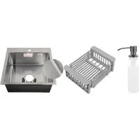 Кухонная мойка Schtoff Best Decor Silver 5050 коландер KR-1 Grey дозатор SD-1 Grey