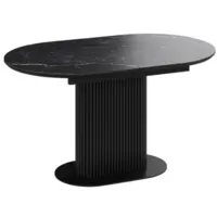 Кухонный стол Трия Эридан Тип 2 раздвижной (черный муар/керамика матовая/черный мрамор)