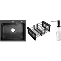 Кухонная мойка Schtoff Best Decor Black 6050 коландер KR-1 BLACK дозатор SD-1 BLACK