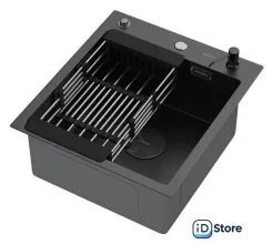 Кухонная мойка ARFEKA Eco AR мойка 450500 POP-UP, коландер, дозатор BLACK DECOR