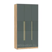 Шкаф для одежды 114.02 Рица (3-х дв.) (h2400) (дуб золотой/ПВХ графит/SCPM золото) 1,2м