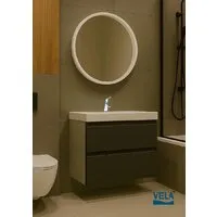 Мебель для ванных комнат Vela Тумба под умывальник Vela Мира Лайт 70П под Classica (бетон/черный мат) TU8837