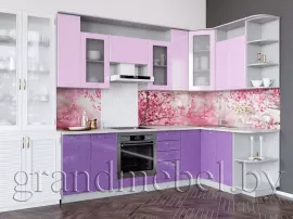Кухня Виола МДФ сиренево-розовый металлик