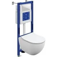 Унитаз подвесной Cersanit Brasko Smart DPL EO Slim Aqua 40 Smart M 69334 (с кнопкой Estetica белый)