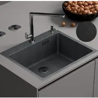 Кухонная мойка Roxen Snake 560220-60-BS PVD графит/текстурная поверхность (с коландером и дозатором)