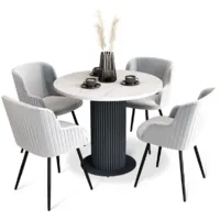 Обеденная группа Sheffilton SHT-DS301 (мрамор кристалл/антрацит/серое облако/черный муар)