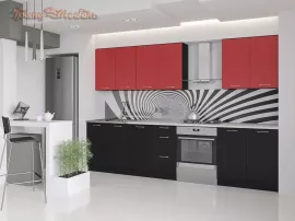 Кухня Оля ЛДСП прямая 1,4 метра красно черная