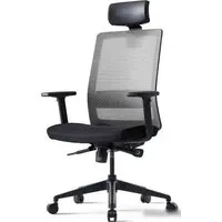 Офисное кресло Bestuhl S30 Black Pl с подголовником и подлокотником (черная сетка/серая ткань)