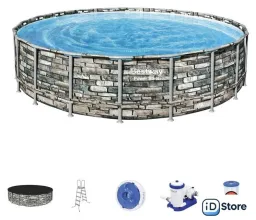 Каркасный бассейн Bestway Power Steel Камень 56883 (610x132)