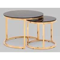 Журнальный столик Stool Group Селена (стекло черный мрамор/золото)