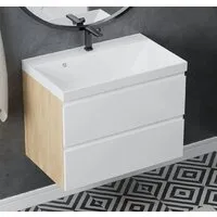 Мебель для ванных комнат Vela Тумба под умывальник Vela Мира Лайт 80П под Classica (дуб небраска/белый глянец) TU63275