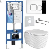 Унитаз подвесной Roxen Vine Tornado в комплекте с инсталляцией StounFix Dual Fresh 6 в 1 979016 (кнопка хром глянцевый)