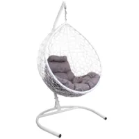 Подвесное кресло M-Group Капля Home / 11830109 (белый ротанг/пепел подушка)