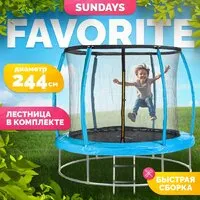 Батут Sundays Favorite Premium 8FT (голубой, с сеткой, с лестницей)