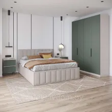 Спальня Роза (Ройс) - Комплект 12 - Бежевый/Оливково-зеленый (ДСВ Мебель)