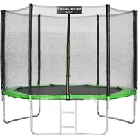 Батут Atlas Sport 252 см - 8ft Basic (с лестницей, внешняя сетка, зеленый)