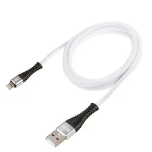 Кабель USB - Lightning 10W 2A SKYWAY в мягкой оплетке белый 1,5м