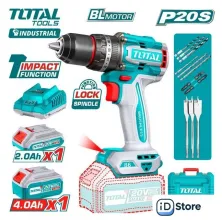 Ударная дрель-шуруповерт Total TIDLI20868 (с 2-мя АКБ, кейс)