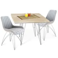 Обеденная группа Sheffilton SHT-DS115 (серое облако/хром лак/дуб сонома светлый)