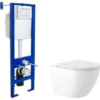 Унитаз подвесной Saniteco KW-9003W Rimles Berges АТОМ 410 040333 (с кнопкой)