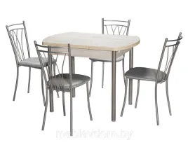 Обеденная группа Стол М2 наоми со стульями Премьер серебро/бенгал серый