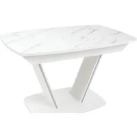 Кухонный стол Аврора Дрезден 80x130-161.5 (камень белый/белый)