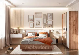 Спальня Орегон (Комплект 1) - Дуб Крафт табачный/Белый Супермат (Стендмебель)