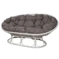 Диван садовый M-Group Мамасан Home / 12880109 (белый ротанг/пепел подушка)