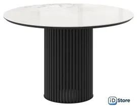 Кухонный стол Мамадома Askar round-116 d116 (brecha gloss premium cer/черный)