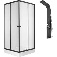 Душевой уголок Saniteco SN-1002B LYPA-3 (черный/панель черная матовая)