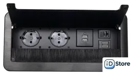 Блок розеток AKS Atlas USB выдвижной (2 розетки, черный)