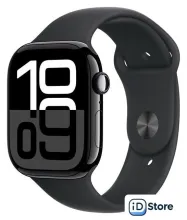 Умные часы Apple Watch Series 10 46 мм (алюминиевый корпус, черный/черный, спортивный силиконовый ремешок S/M)