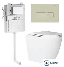 Унитаз приставной Roxen Antares в комплекте с инсталляцией Attach 5 в 1 967071 (кнопка пастель бежевый)