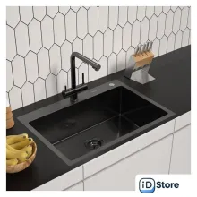 Кухонная мойка ARFEKA ECO AR 700500 BLACK PVD NANO DECOR MILLET GRAINS