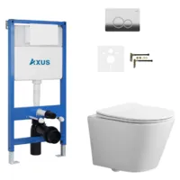 Унитаз подвесной с инсталляцией Axus 011D с унитазом Brillo 2380t и кнопкой 097EC