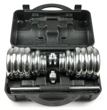 Набор гантелей хромированных AMETIST в чемодане (30кг)