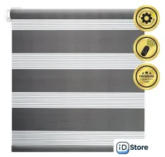 Рулонная электроштора НеоФьюжен Баланс 100х250 правая (темно-серый, белая фурнитура)