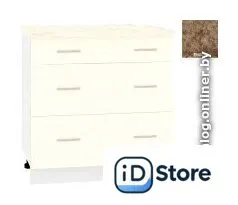 Шкаф напольный Кортекс-мебель Корнелия Лира НШ80р3ш (крем/мадрид)