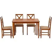 Обеденная группа TetChair Hudson Dining Set эконом (дерево гевея/Espresso/ткань коричневый/золото)