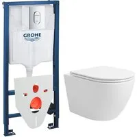 Унитаз подвесной Lauter Vortex 2110830GROHE Rapid SL 3950400037131000 с кнопкой (округлая, хром)