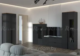 Гостиная Кантри (Комплект 1) - Дуб Вотан/Графит Софт (Рикко)