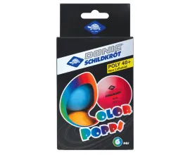 Мячики для н/тенниса DONIC COLOR POPPS 40 (6 шт, разноцветные)