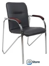 Офисный стул AksHome Samba Aks-1 (Pegasso темно-серый/подлокотники дерево темное)