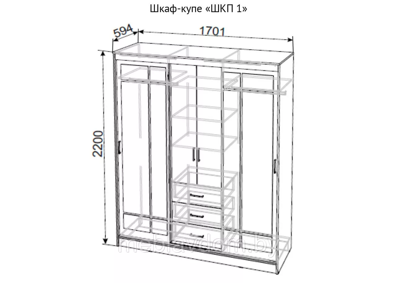 Шкаф-купе ШКП 1 NN мебель (1,7м.)