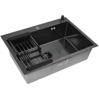 Кухонная мойка ARFEKA ECO AR мойка 700500, коландер, дозатор BLACK DECOR MILLET GRAINS