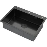 Кухонная мойка ARFEKA ECO AR 700500 POP-UP BLACK PVD NANO DECOR VOLCANIC ROCK